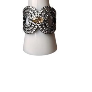 Bomb Party Smokey Topaz on Hematite Plating Size 9 NWOT